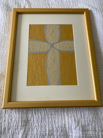 Original 9”x11” acrylic cross on canvas panel matted & framed