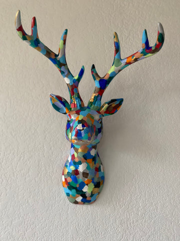 Original hand painted deer head