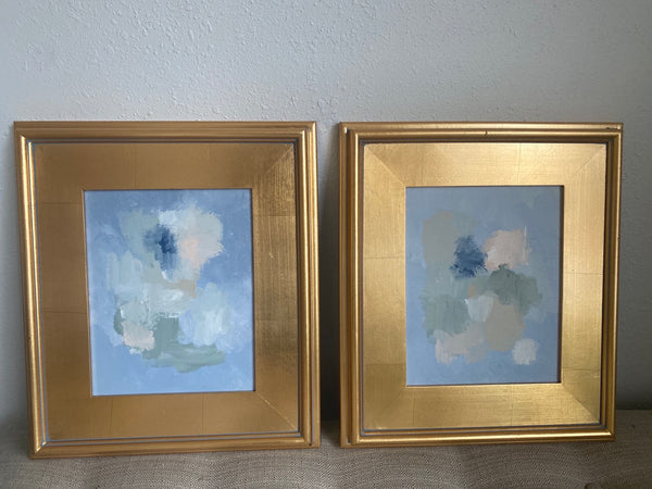 Pair of 8x10 acrylic abstract originals framed to 14 x16 by Dawn Lensing