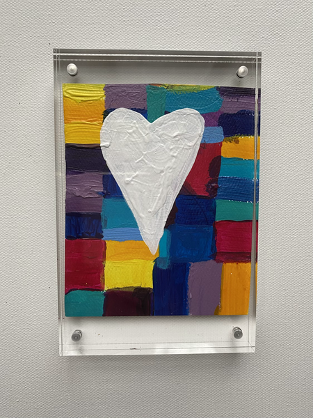 Original acrylic heart framed  by Dawn Lensing