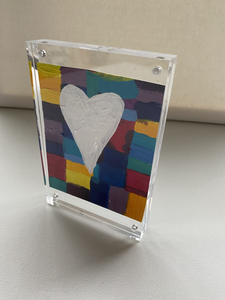 Original acrylic heart framed  by Dawn Lensing
