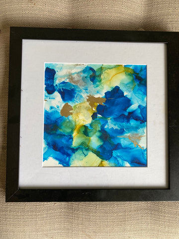 12x12 original alcohol ink matted & framed by Dawn Lensing