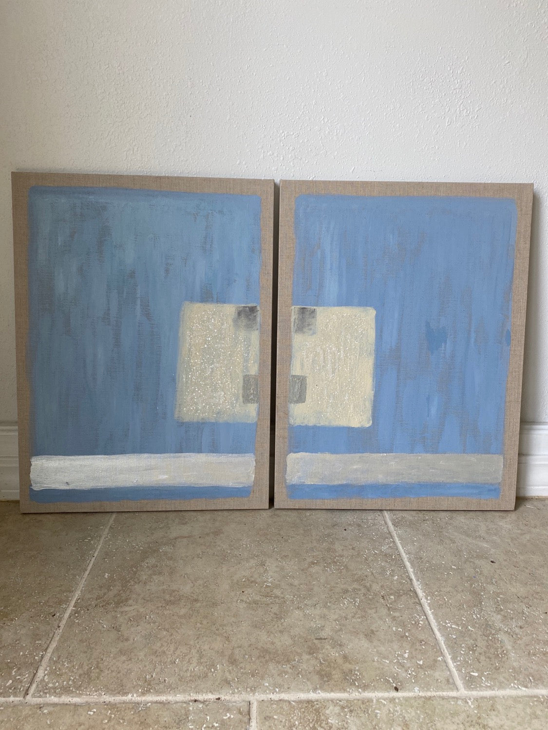 Pair of 18x24 original abstracts on linen canvas by Dawn Lensing