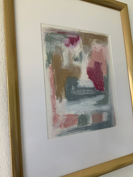 Original 13”x17” oil pastel on paper matted & framed